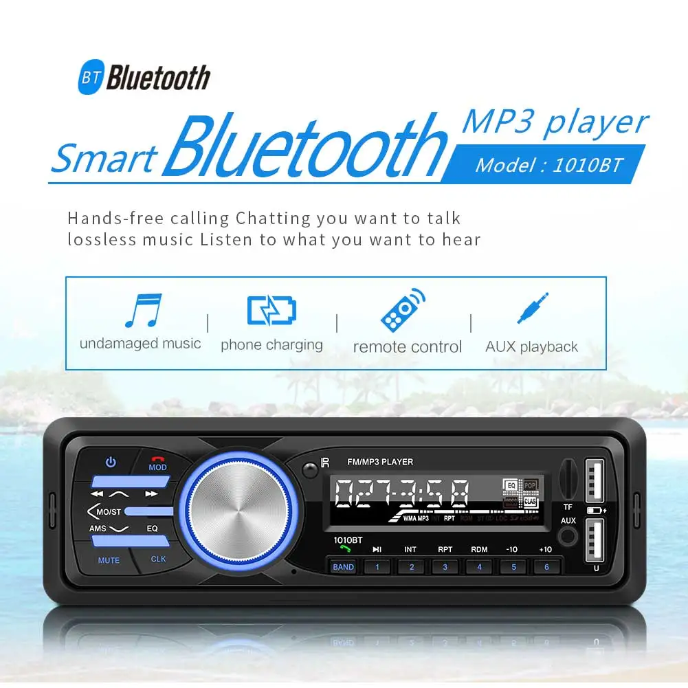 Новый 1010BT 1 Din Bluetooth Автомобильный mp3 плеер стерео аудио с fm радио AUX SD карта U Диск