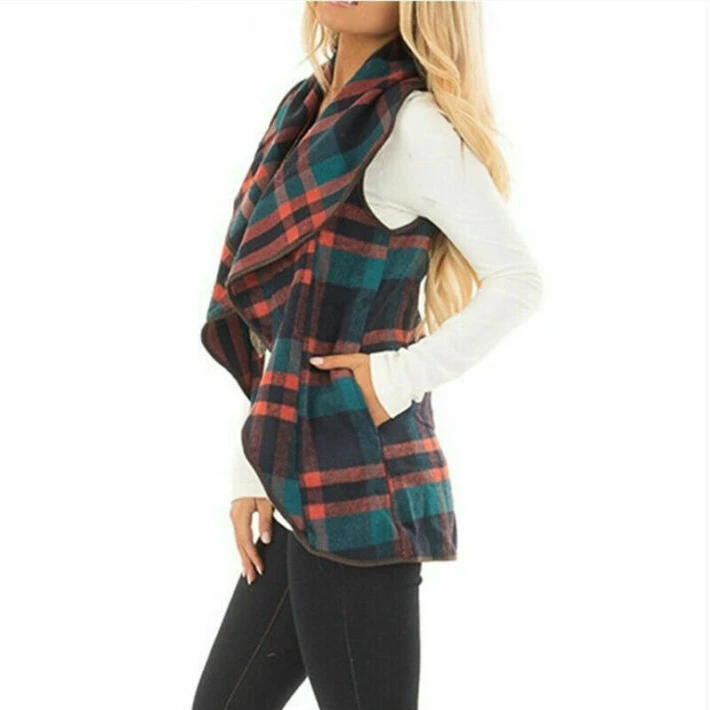 

Women Fashion elegant office lady pocket coat sleeveless vests jacket outwear casual brand WaistCoat colete feminino