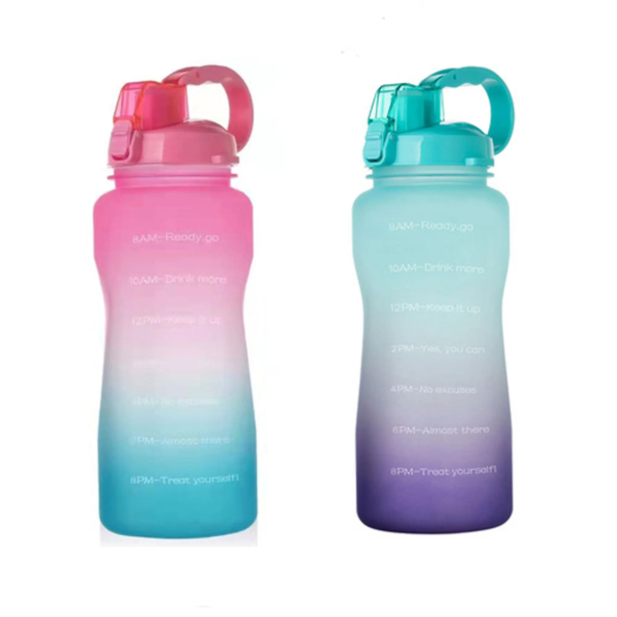 

New Portable Outdoor Sport Bottle Lightweight Frosted Gradient Color Sippy Cup with Soft Handle for Travel Hiking 2000ML