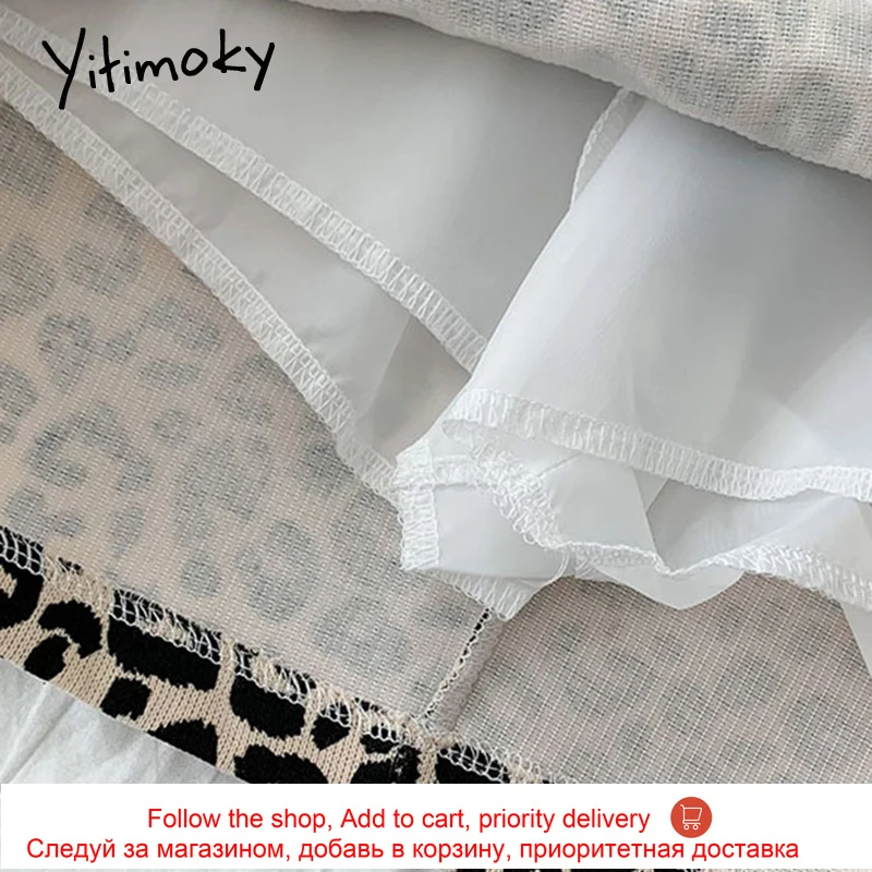 

Yitimoky Leopard Mini Skirts Gray Spring 2021 Womens Korean Fashion Office Lady Casual Zipper High Waist A-Line Skirt Hot Sale