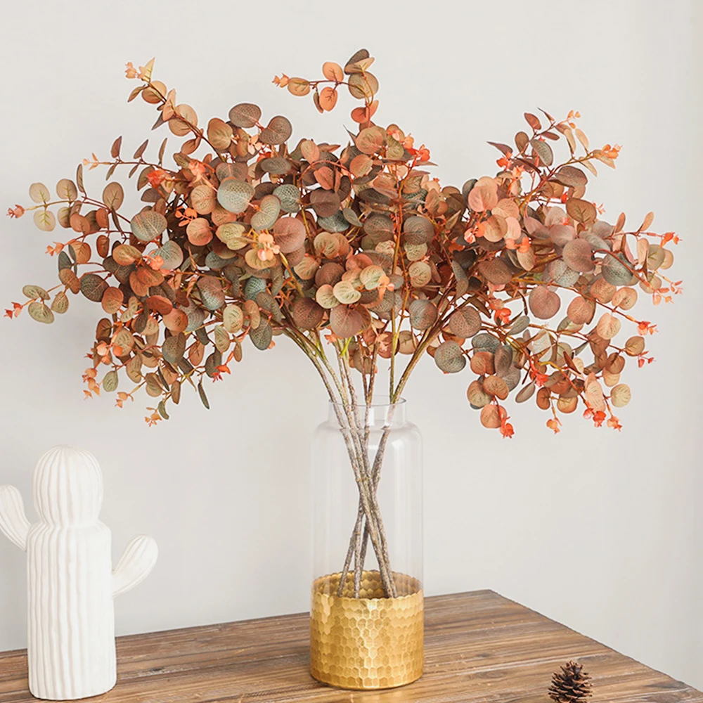 

70cm Artificial Plants Simulation Silk Fake Leaf Autumn Style Home Decoration Eucalyptus Tree Branch For Party Wedding Garden