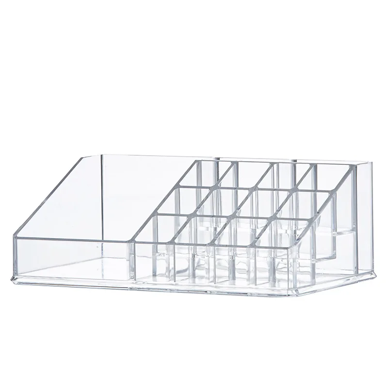 

Lipstick Storage Box Desktop Dustproof with Cover Acrylic Transparent Lattice Cosmetic Rack Large Capacity Lip Glaze Box