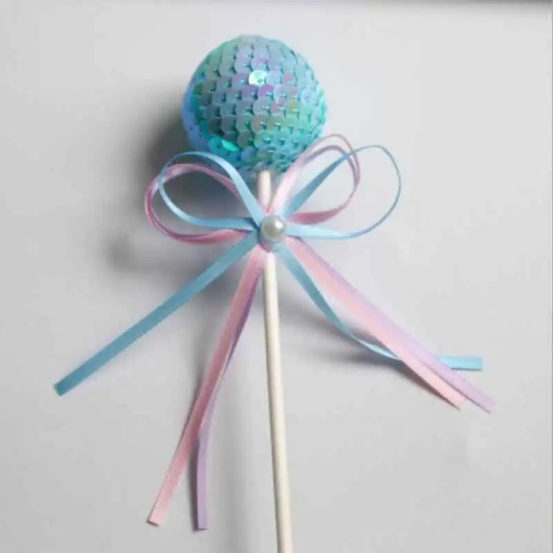 Розовый синий блестящий шар бант лента Топпер для торта на день рождения кекс