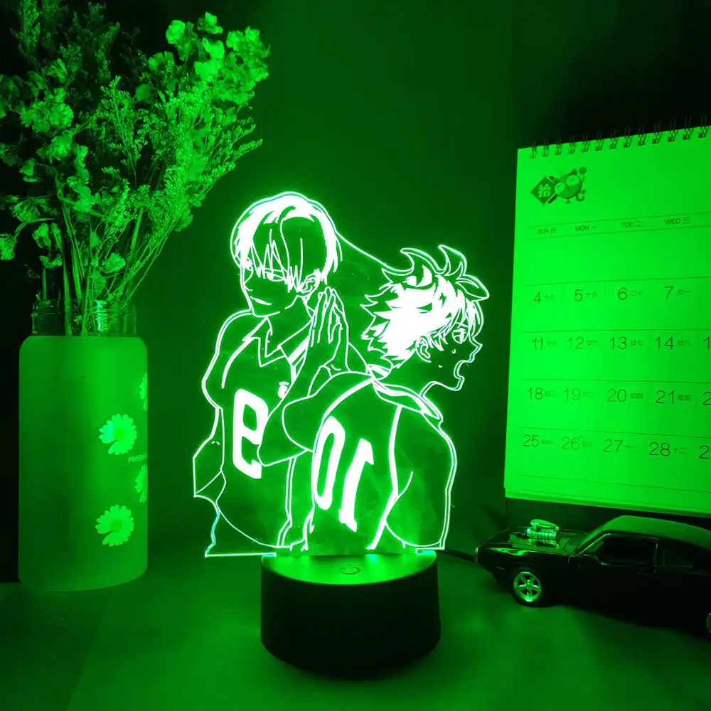 Хината Shoyo и кагеяма тобио фигурка 3D аниме лампа кошма комиксов Ночью