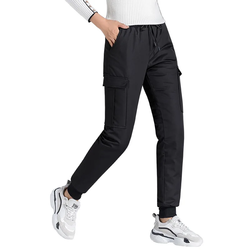 Shuchan 2019 зимние Пуховые брюки женские стиль сафари длинные эластичные карго с