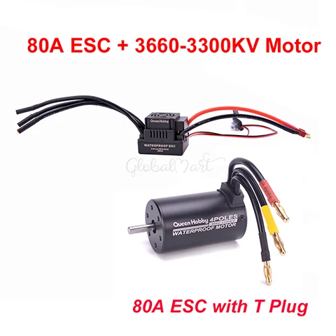 80A and 3660-3300KV Водонепроницаемый 3660 3300KV 3800KV/3670 2150KV 2650KV бесщеточный мотор S-80A 80A S-120A 120A бесщеточный ESC комбо набор для 1/8 RC автомобиль - Цвет: 80A and 3660-3300KV