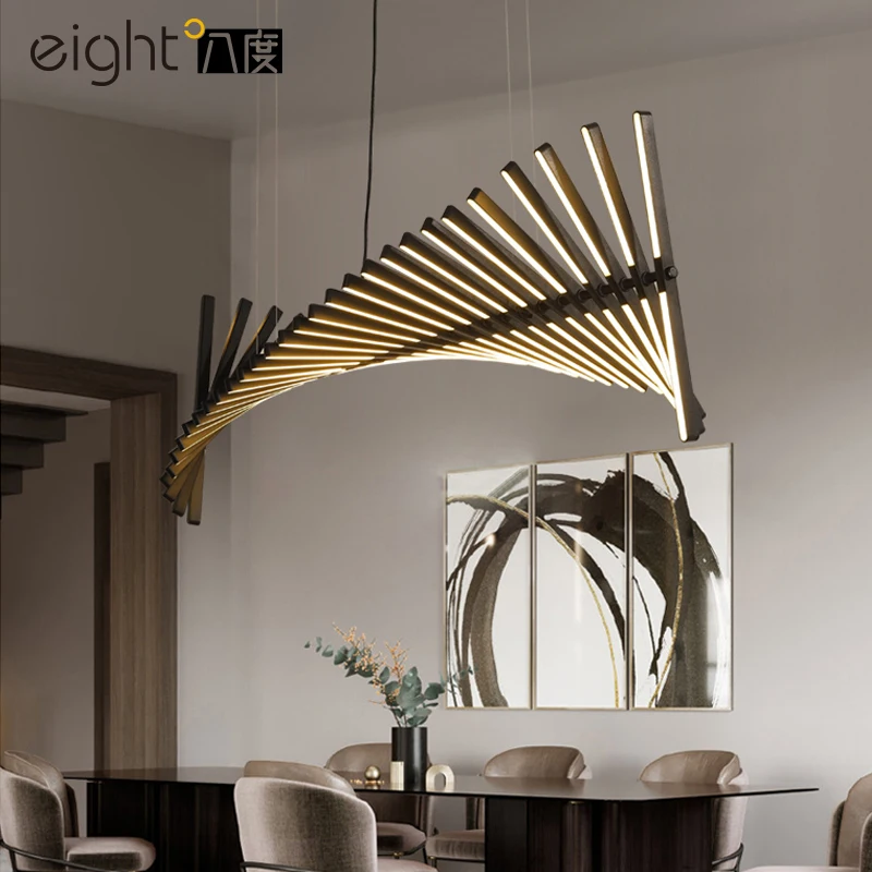 Светильник Nordic Living Room LED Chandelier освещение рыбьей кости дизайнерской столовой в стиле модерн с подвесными лампами для офиса.
