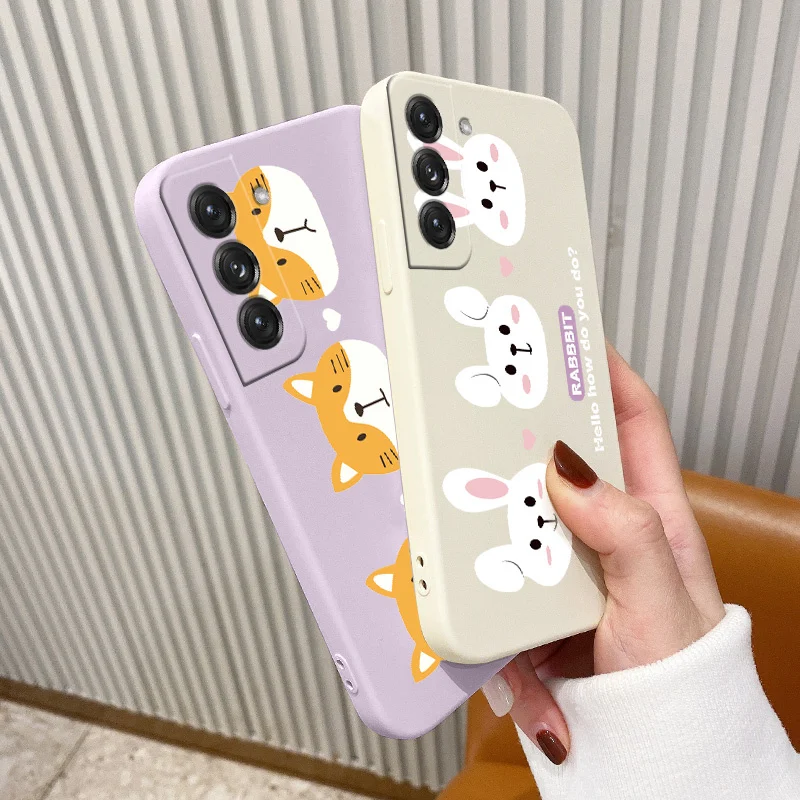 

White Rabbit Silicone Case For Samsung Galaxy S21 S20 FE S10 Ultra Plus S10e Note 20 ultra 10 9 Plus Pro Soft Phone Cover Case