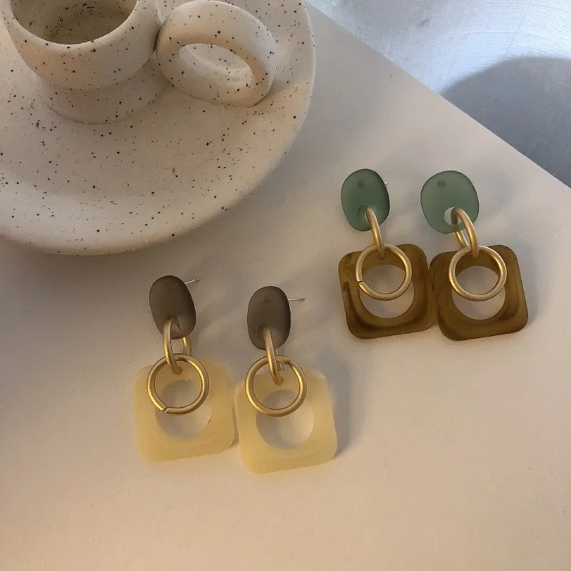 

Kshmir Korean Eardrop Female Temperament Earrings Acrylic Earrings Earrings Design Sense New Simple Cold Wind Geometric Women