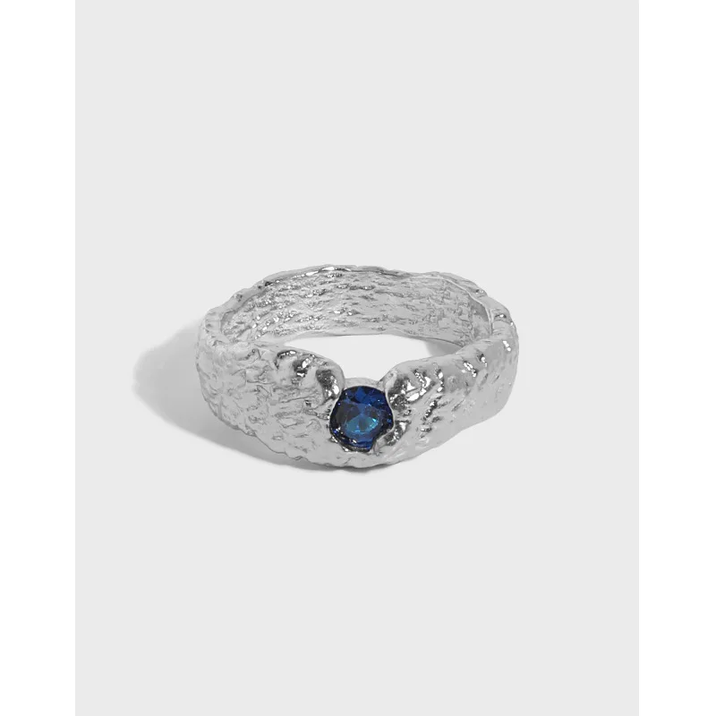 

Real 925 Sterling Silver Geometric Rings For Women Fine Jewelry, Fashion Blue Cubic Zirconia Ring Woman Finger Accessories