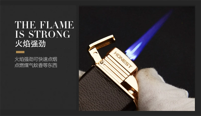 Роскошный ветрозащитный фонарь-зажигалка Jet Flame, многоразовая Бутановая газовая зажигалка, 1300 C, Мужская зажигалка с синим пламенем, подарки