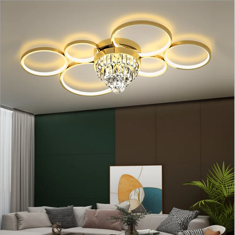 

All copper living room lamp simple modern home bedroom lamp dining room study led ring combination Nordic ceiling lamp