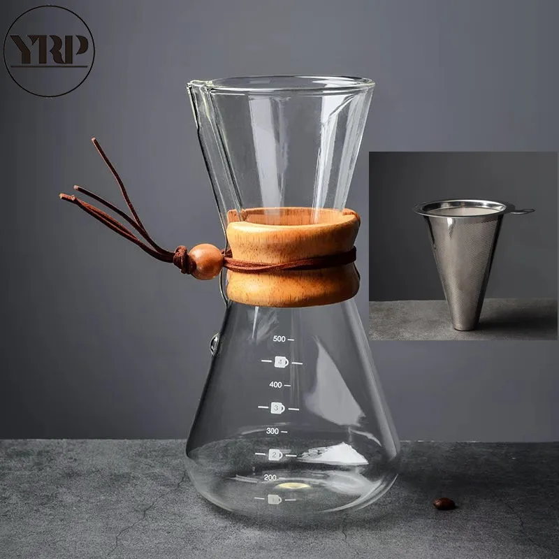 600ML cold brew coffee maker pot Barista Classic Glass kettle reusable espresso Percolator Pour Over Machine kitchen accessories tools - Цвет: 600ML