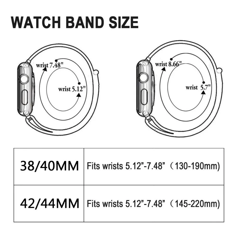 Ремешок для наручных часов Apple Watch 4 5 серии 3/2/1 38 мм 42 мм мягкий нейлон дышащий сменный ремешок Спортивные петли для наручных часов iwatch серии 4 40 мм 44 мм