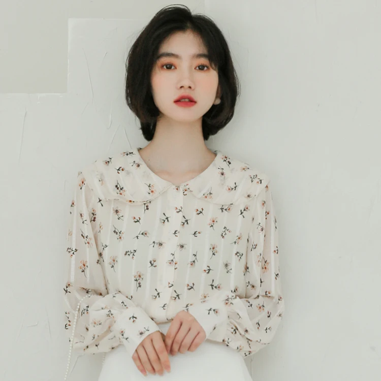 

New spring Vintage Shirt female Oversize Tops Women Long sleeve Girls Blouse Print Plus Size Chiffon Women Blouses femme Blusas