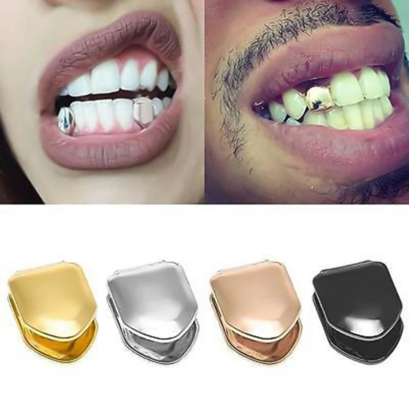 

серьги 1PC Hot Brand New Gold Rose Gold Black Color Small Single Tooth Cap Grin Hip Hop Teeth Grill Gift сережки