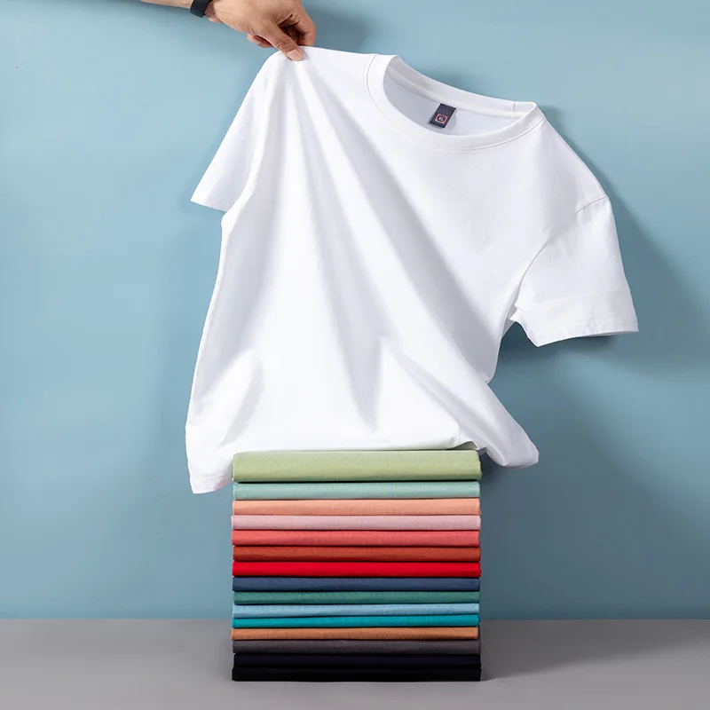

Ice silk cotton T-shirt men round collar shirt with short sleeves cotton overalls