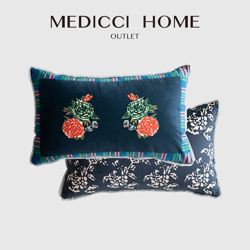 

Medicci Home Retro Garden Cushion Cover European Style Ultra Soft Lush Velvet Rosace Decorative Lumbar Pillow Case Free Shipping