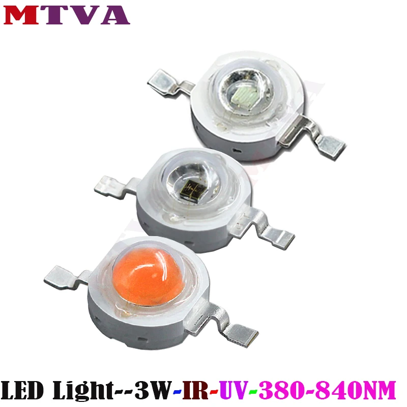 

High Power full spectrum LED chip IR 680NM 730NM 850NM 940NM 1000NM UVA-360-365NM 395NM 400NM 425NM for 3W self-growing plants