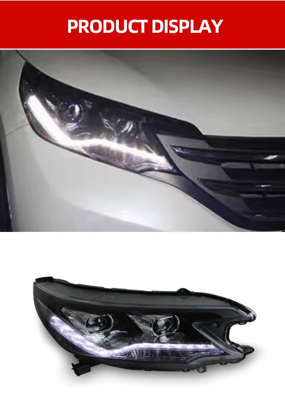 1 пара автомобильный головной светильник s для Honda crv 2012 2013 светодиодный головной светильник для CRV Головной фонарь СВЕТОДИОДНЫЙ дневной ходовой светильник DRL Bi-Xenon HID
