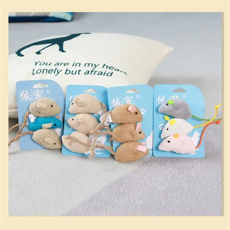 3 шт./лот милые и маленькие игрушки для кошек имитация плюшевой мыши игрушка