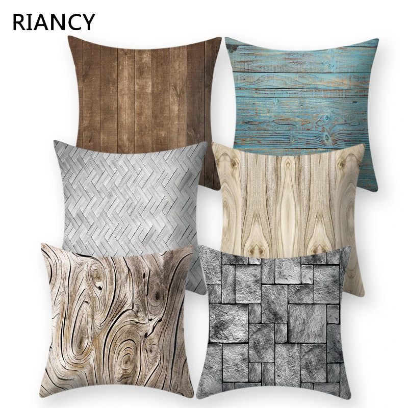 Дерево с отделкой поверхности в стиле &quotкаменная кожа Декоративная Подушка