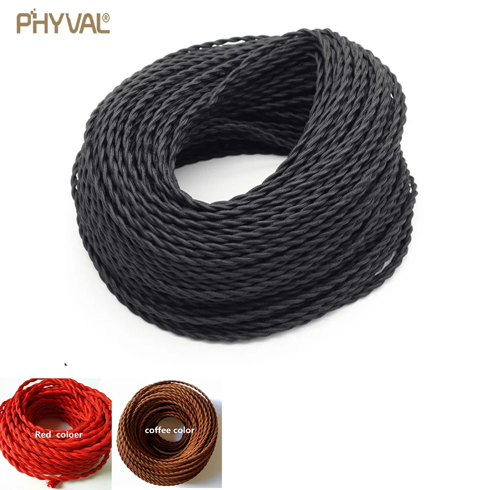 

2*0.75 DIY 2m3m5m10m20m50m Core Wires The Wire Cable Braided Twisted Textile Cable For Family Restaurant Dinner Room Decoration
