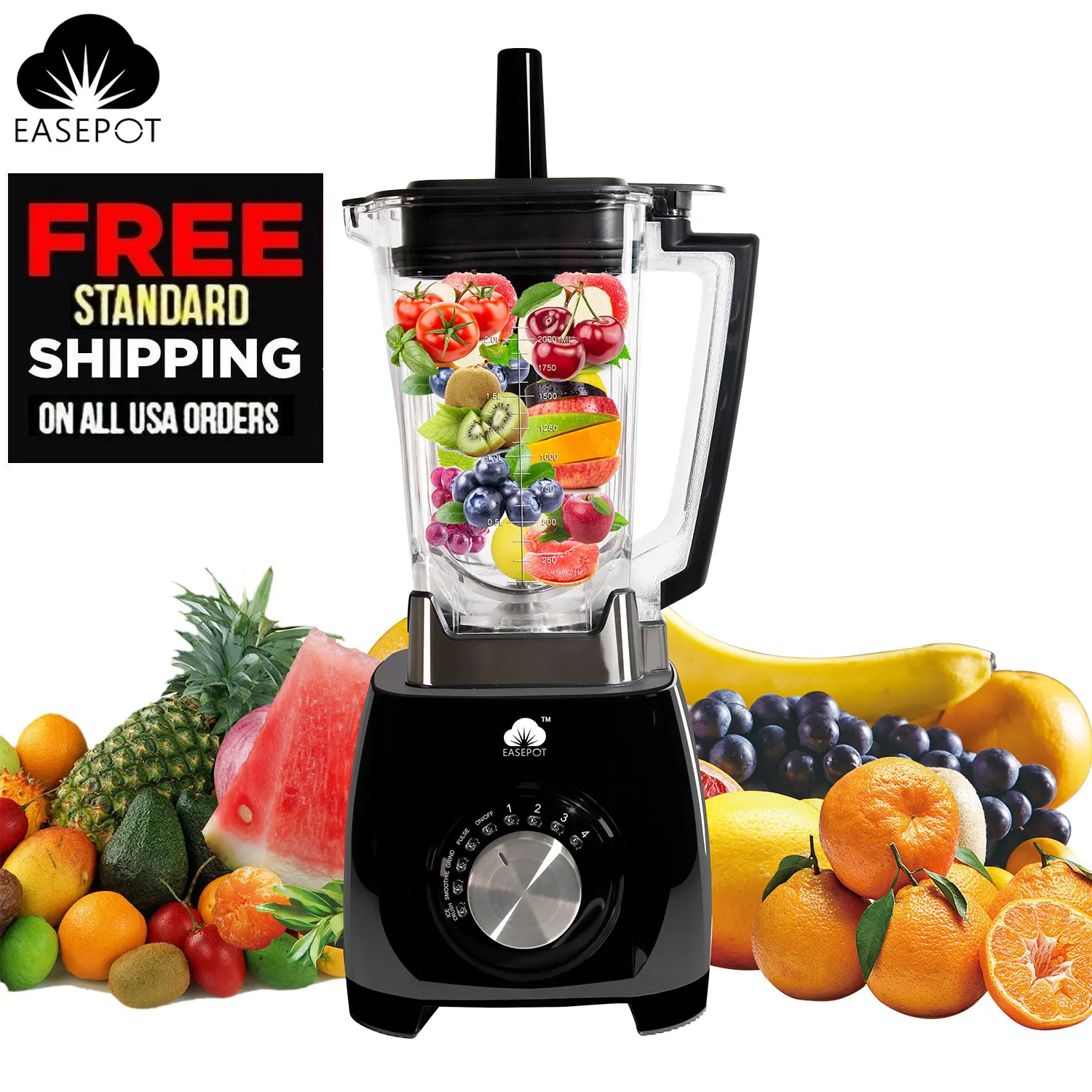 

EASEPOT 1450W Commercial Grade Blender Mixer Juicer BPA Free High Power High Speed Food Processor for Ice Smoothie Fruit