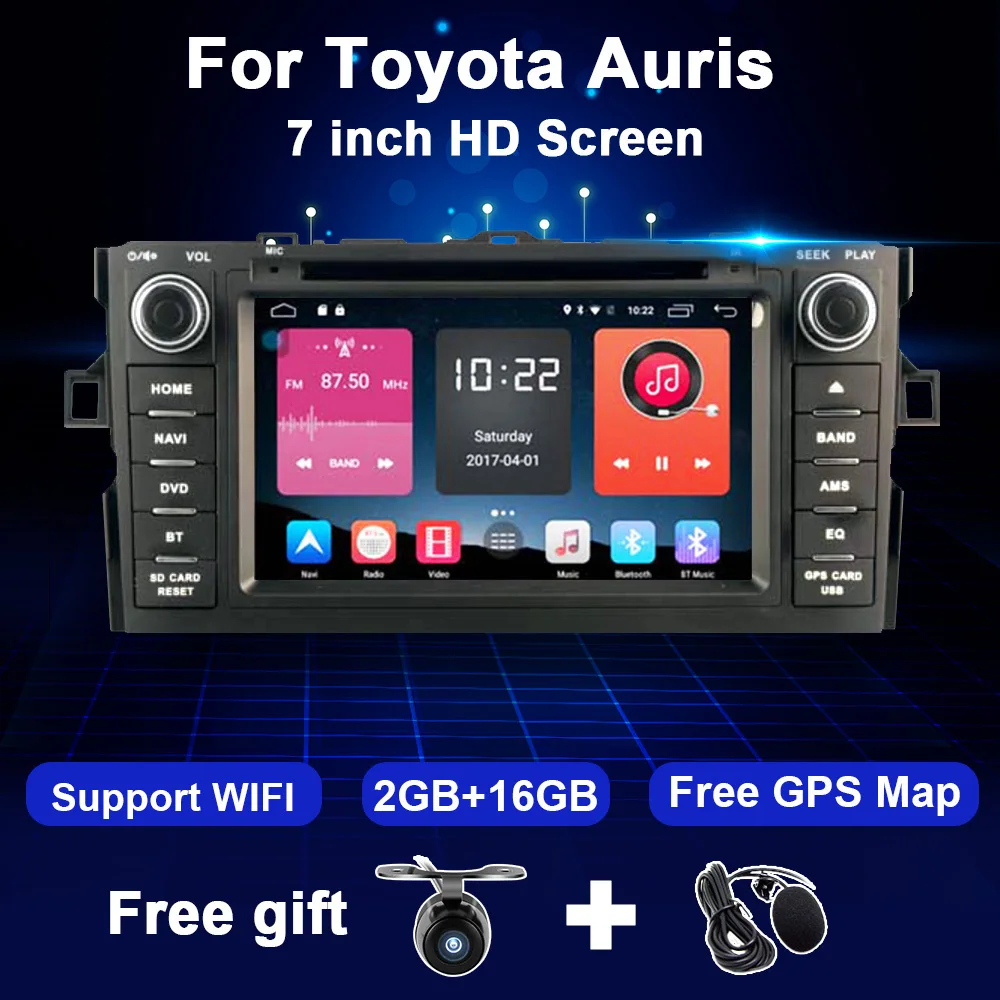 Автомагнитола 2 Din на Android с DVD для хэтчбека Toyota Auris мультимедийный плеер 4G WIFI USB
