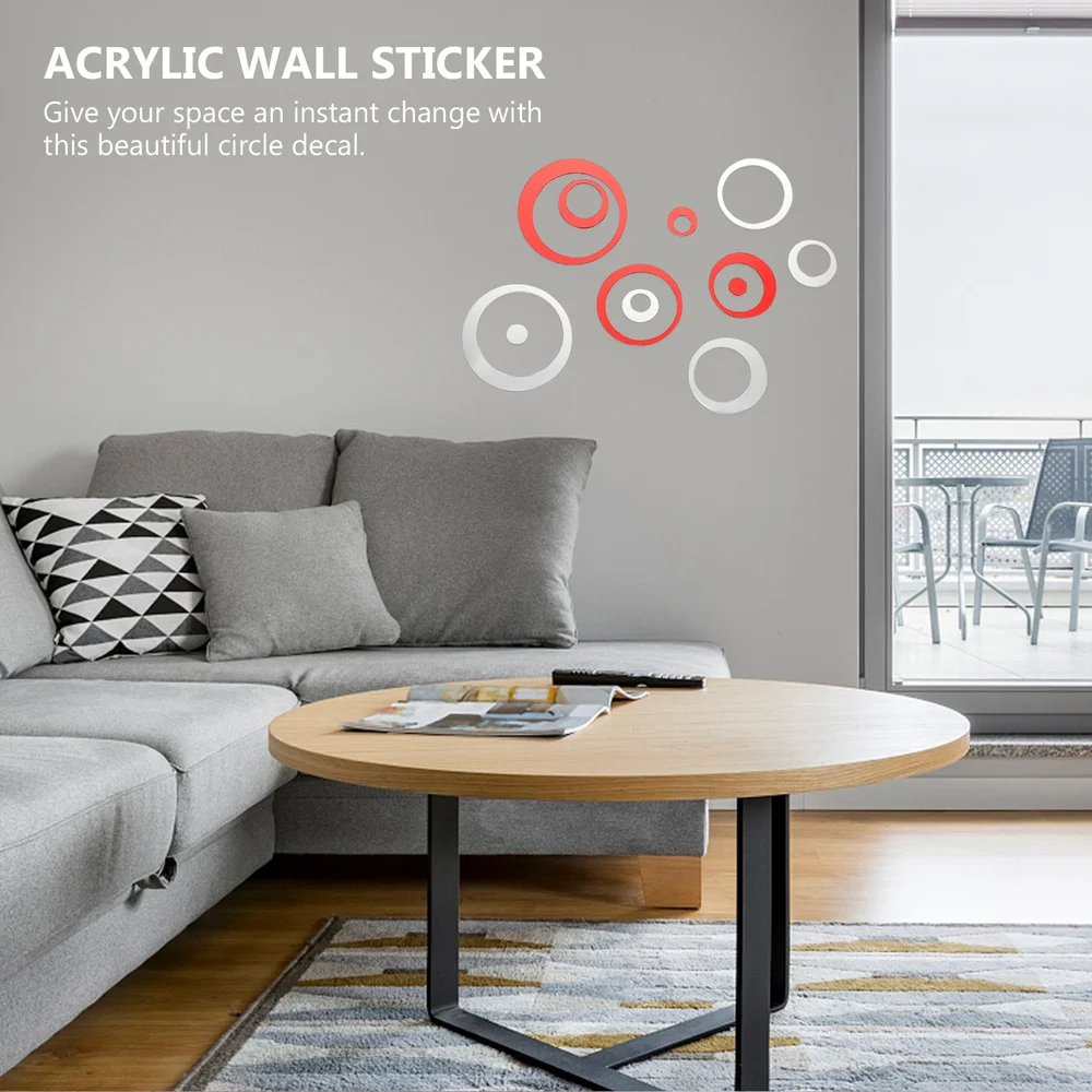 

2pcs Circle Wall Sticker Acrylic Mirror Stickers Living Room Bedroom Wall Art