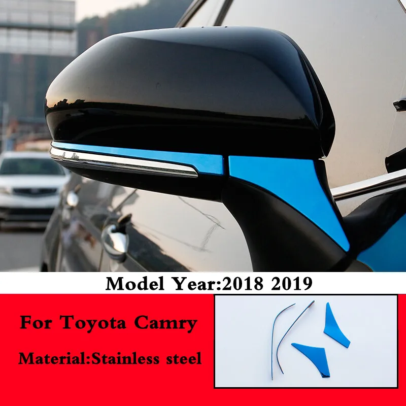 

For Toyota Camry 2018 2019 Stainless Steel Rear View Side Strip mirror trim cover exterior frame styling decoration Accessories
