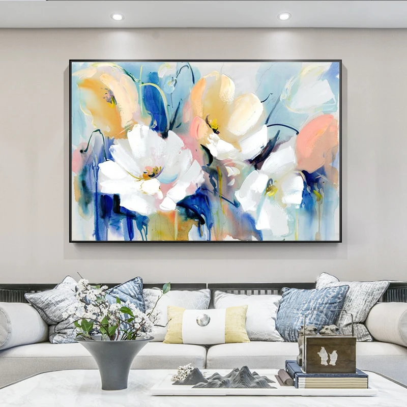 Современные акварельные цветы настенная живопись ручная роспись маковые принт