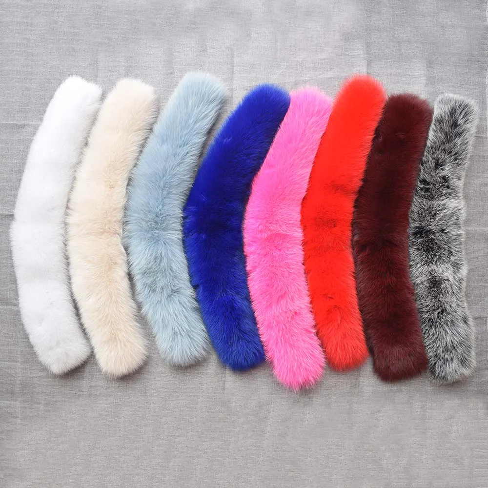 MS.Minshu Natural Fox Fur Collar For Hood Big Size Dense Genuine skin New Design Real |