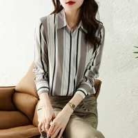 womens blouses long sleeve top womens striped shirt autumn fashion v neck chiffon shirts tops blusas mujer