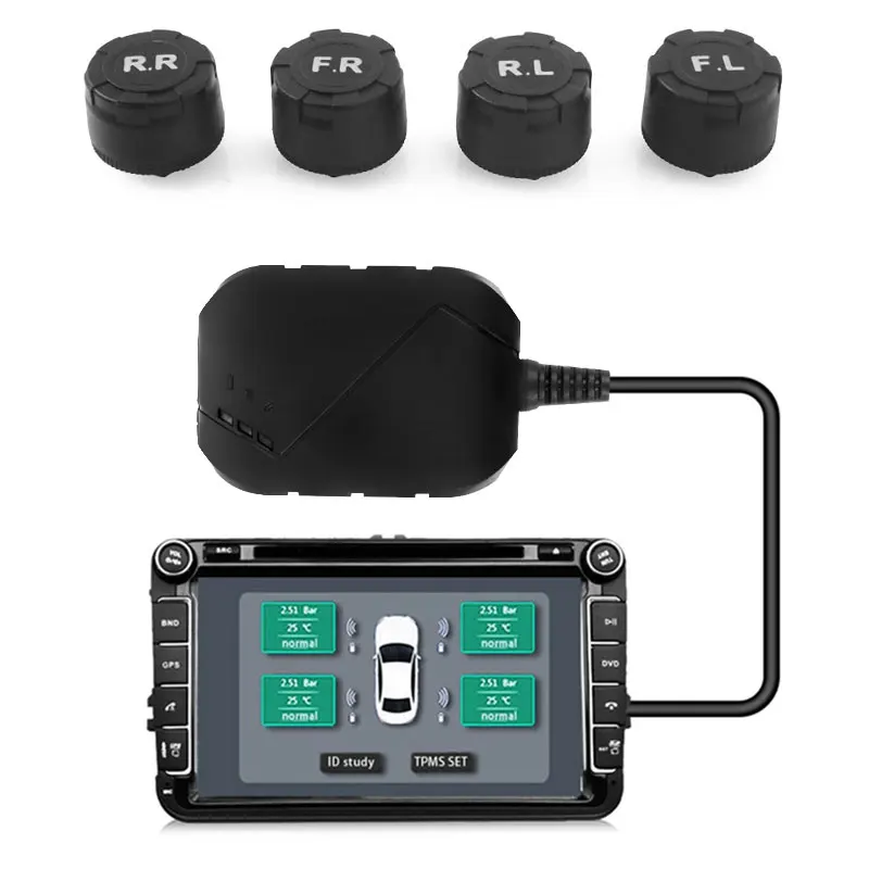 4 внешних датчика Tpms Usb автомобильная сигнализация низкого давления TPMS