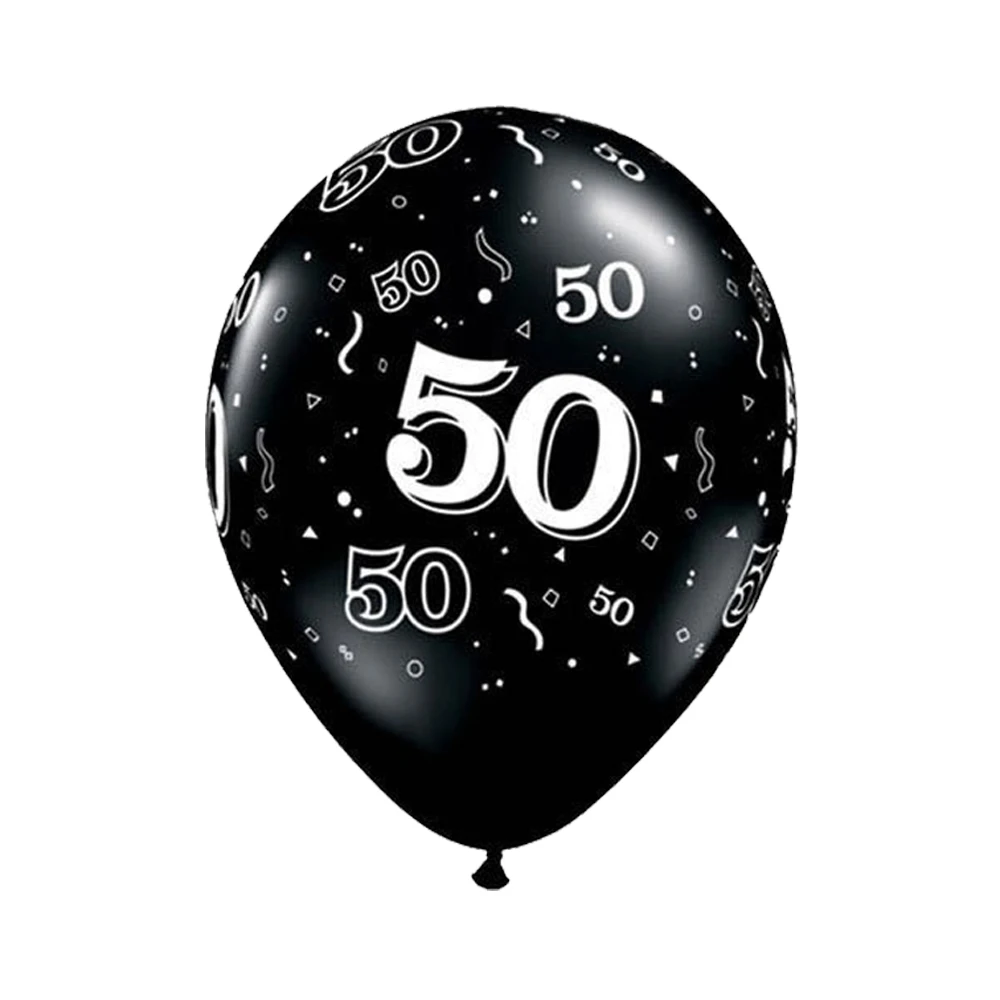 black 50 10 шт. 12 дюймов золотой серебряный черный 21 30 40th 50th латексные воздушные шары для взрослых День рождения Свадебные украшения юбилейные поставки - Color: black 50