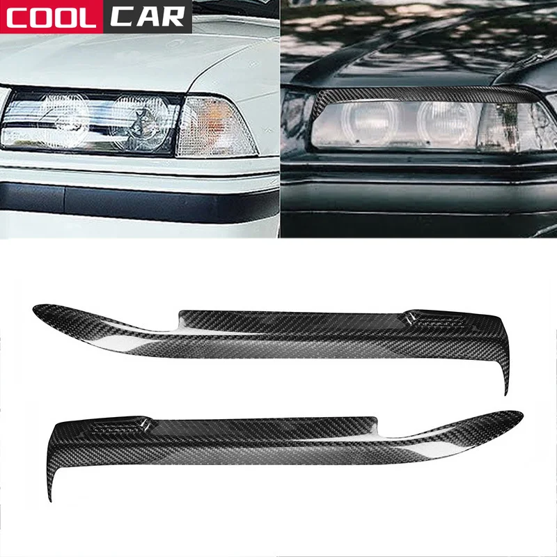 

For BMW 3 Series E46 1992-1998 Carbon Fiber Car Headlight Eyebrow Cover Trim Headlamp Eyelids Decoration Strip Sticker Accessory
