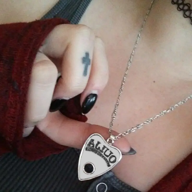 

69HB Gothic Planchette Pendant Necklace Satanic Witch Halloween Jewelry Gift