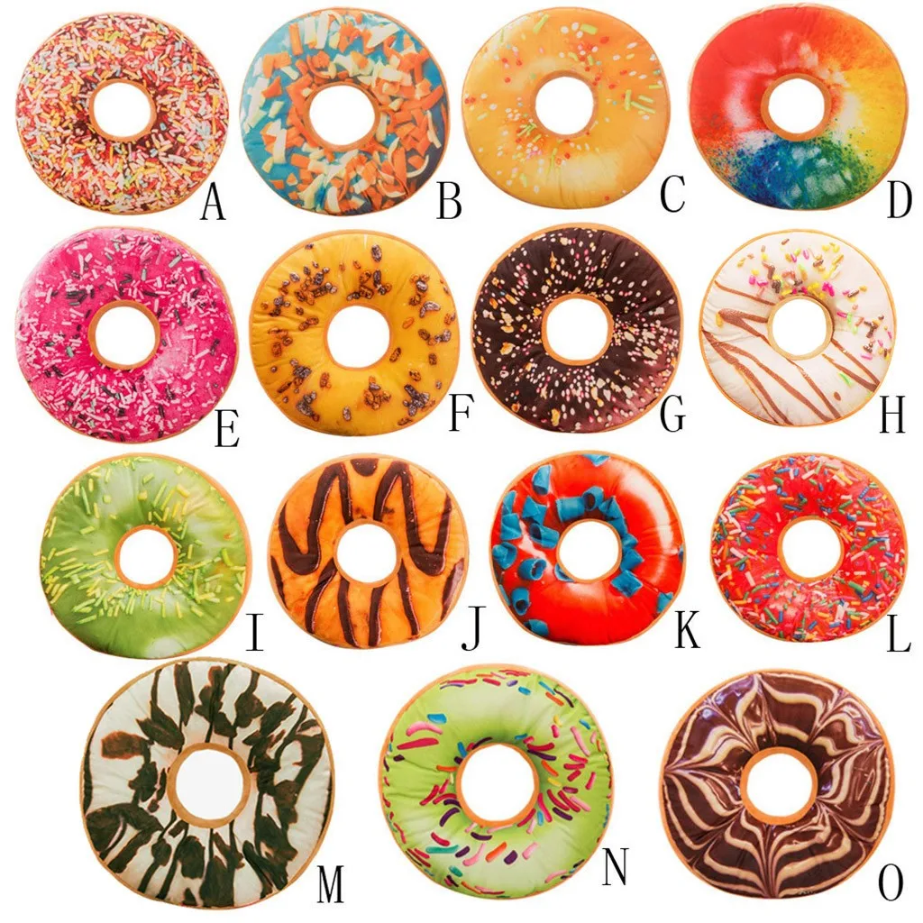 

40cm Sweet Donut Foods Cushion Pillow Case Soft Round Shape Throw Pillowcase Cover Sofa Home Decorations Cute Round Pillow Case