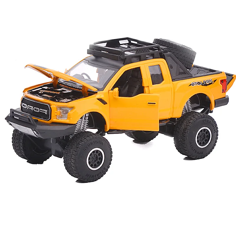 Cool 1:32 Electric Flashing F150 Die-cast Car Models Big Foot Ford Raptor Pick up SUV Truck Metal Cars Toys for Children | Игрушки и
