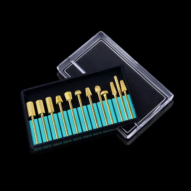 12 шт./кор. золото Цвет шлифовальная насадка для ногтей сверло Вольфрам карбида