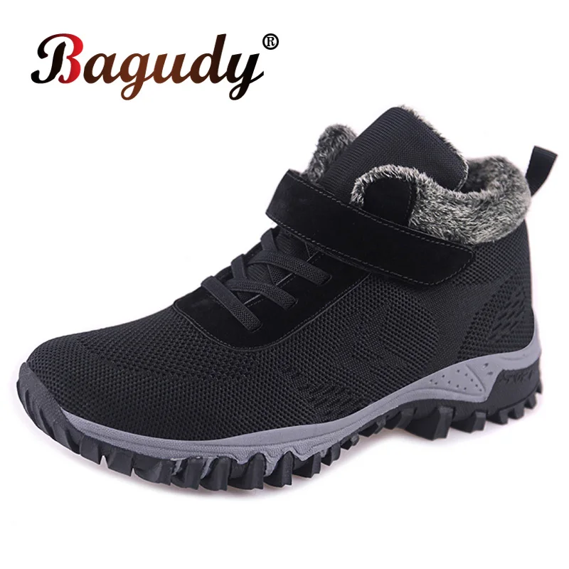

Classic Winter Men Snow Boots Flat Shoes Men Winter Keep Warm Platform Shoes Plush Ankle Snow Shoes Men's Snow Sneakers Boots 46