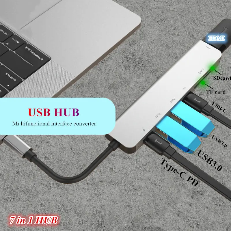 USB C концентратор типа для мульти 3 0 HDMI адаптер док-станция SD TF карта reade Type Suitab