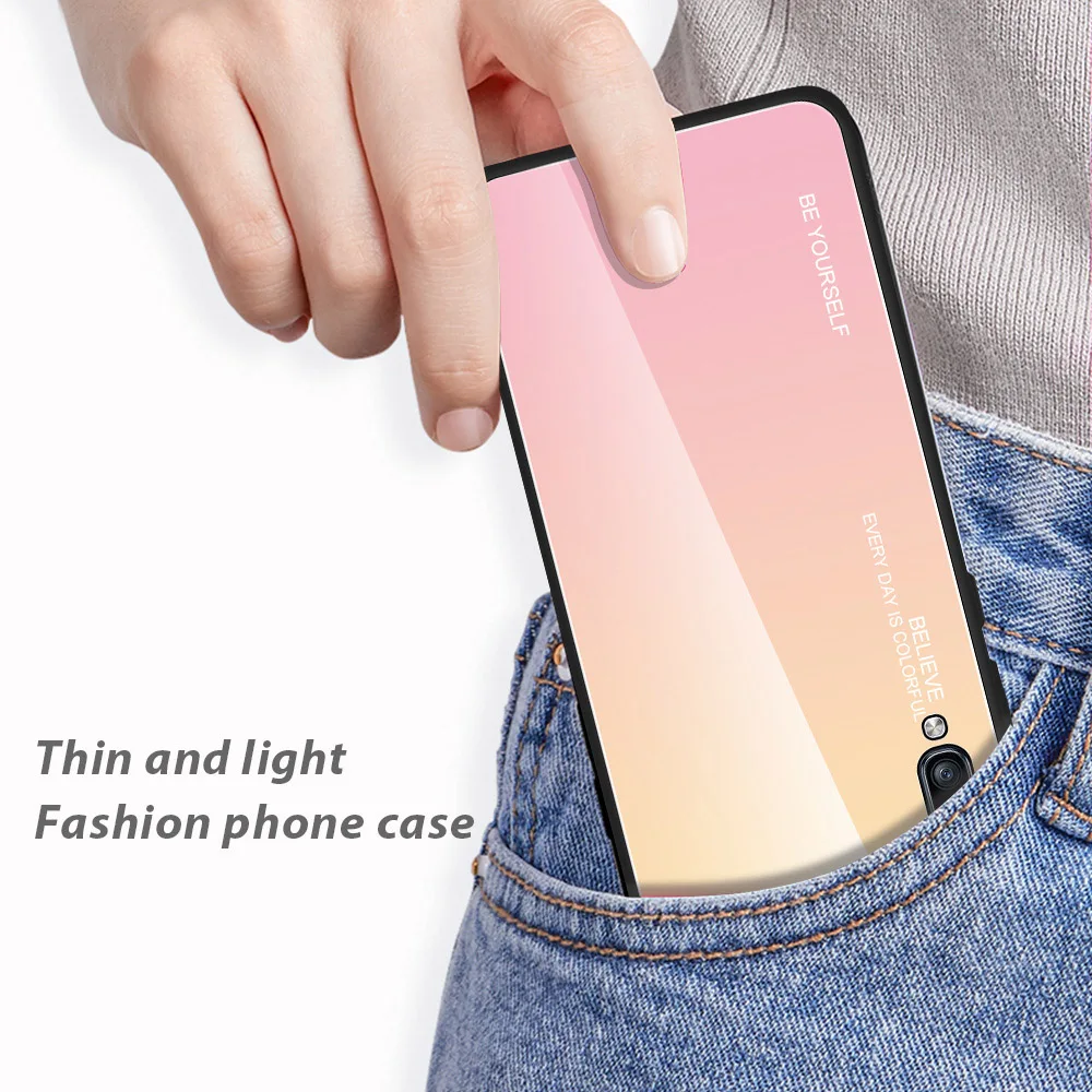 Чехол из закаленного стекла с градиентом для Samsung Galaxy A50 A70 S8 S9 Plus S10 Note 9 8 A 30 40 20 A20e 10