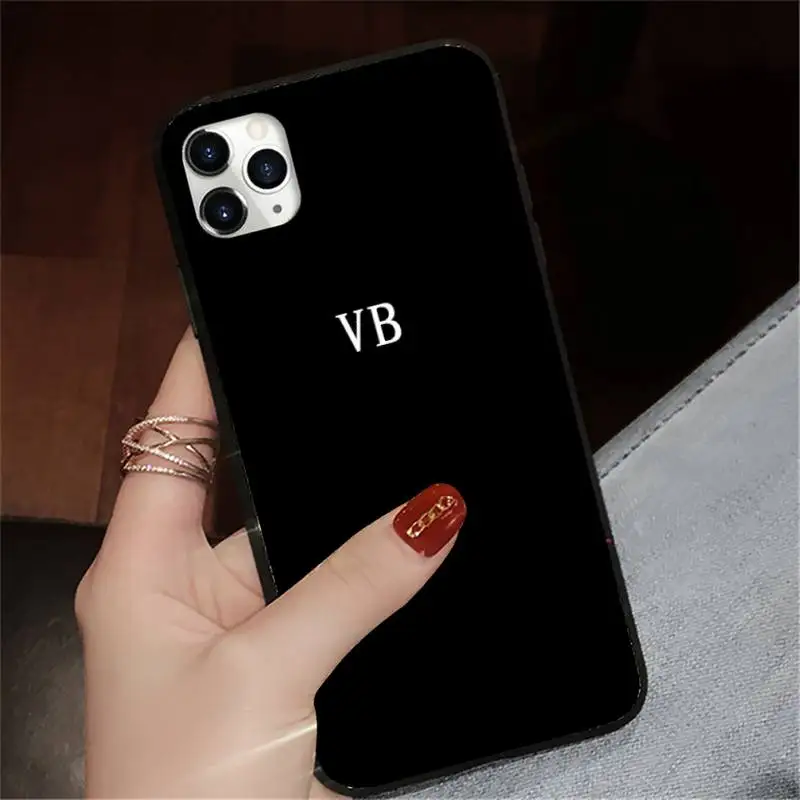 

Pastel Custom Initials Monogram luxury protective Phone Case shell for iPhone 11 12 pro XS MAX 8 7 6 6S Plus X 5S SE 2020 XR