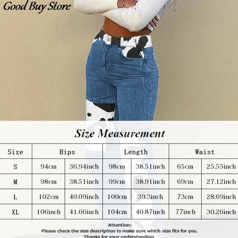 

Cowboy Fashion Vintage Jeans Woman Long Trousers Spring Summer Streetwear High Waist Demin Pants Cow Print Capris Jeans Women