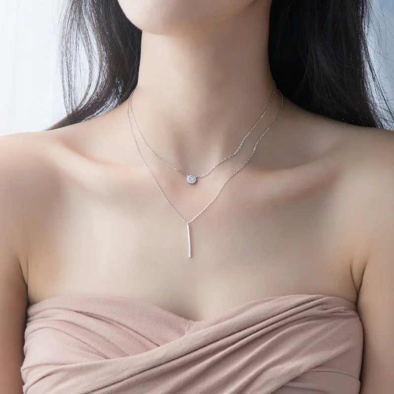 Реальный. Многослойное/Двухрядное ожерелье GTLX741 из стерлингового серебра 925