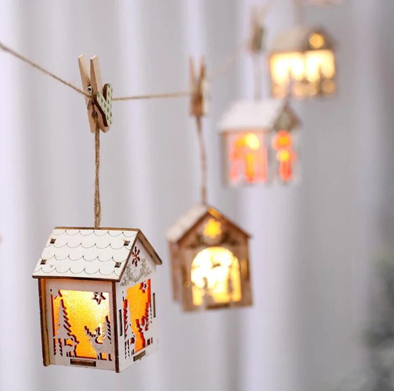 Рождественское украшение Подвеска светильник кабина небольшой деревянный дом