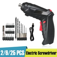 2pcs6pcs25pcs electric screwdriver with light 3 6v portable cordless screwdriver rechargeable power tools with screwdriver bit
