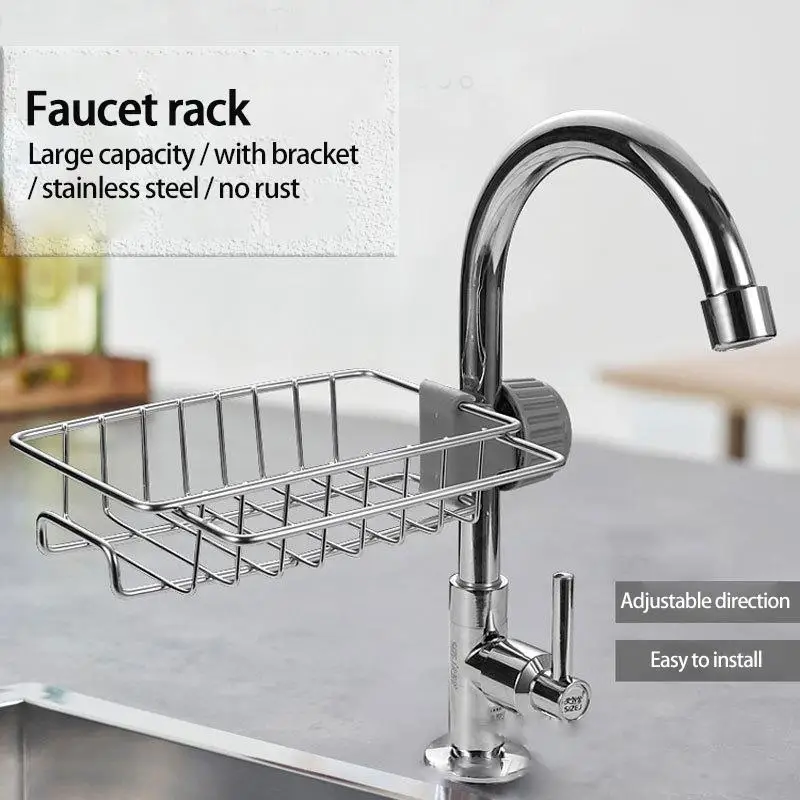 

Storage Drain Dry Rack Faucet Rack Stainless Steel Kitchen Storage Shelf Drain Rack Sponge Dish Cloth Finishing Rack Pool Rag